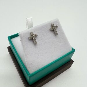 EFFY Diamond (1/6 ct.t.w.) Cross Stud Earrings in Sterling Silver